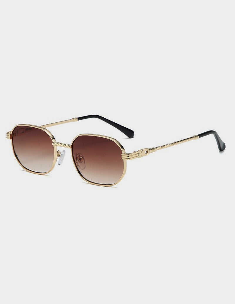 ESSENCE Octagonal Sunglasses | Brown / Gold