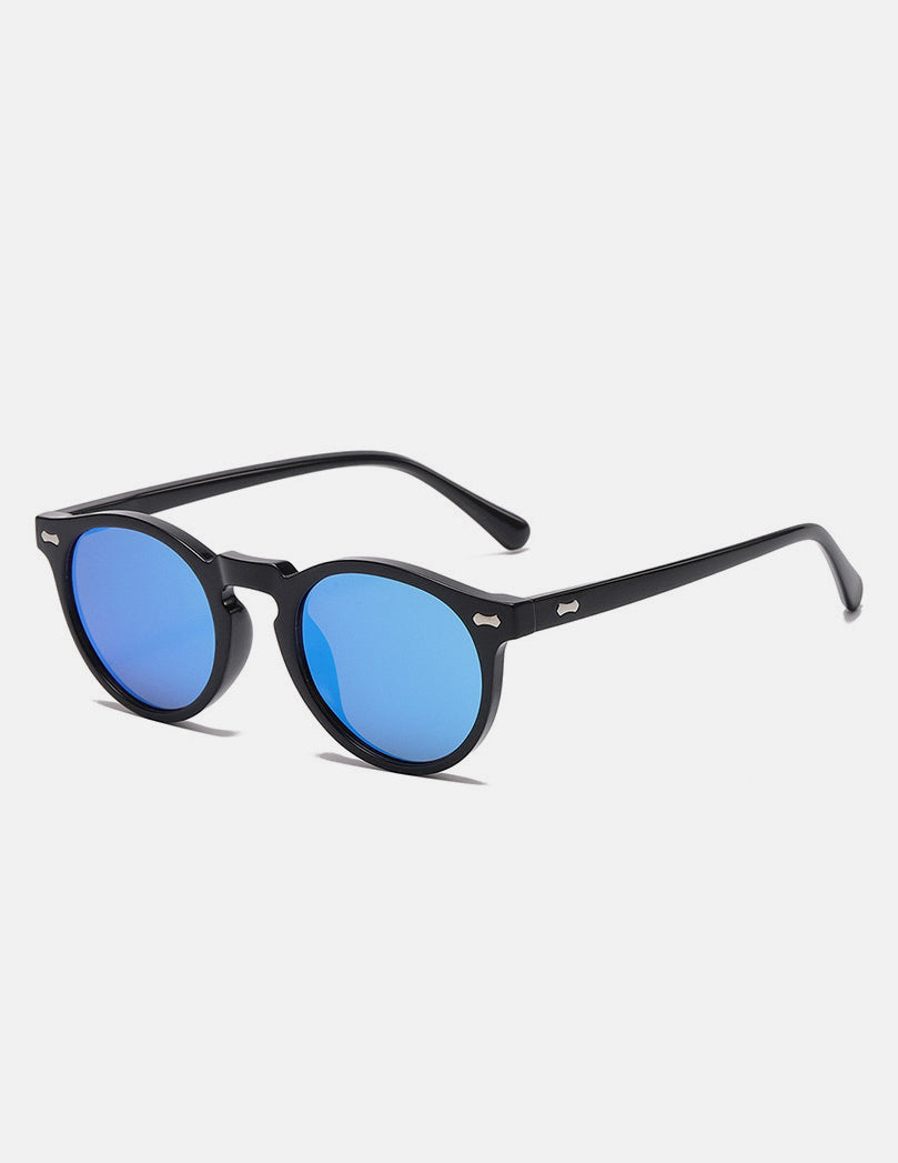 HELIO Round Sunglasses | Black / Blue